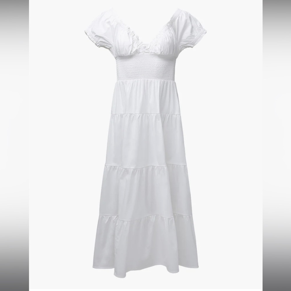 We Wore What x Danielle Bernstein White
Poplin Midi Cottagecore Dress